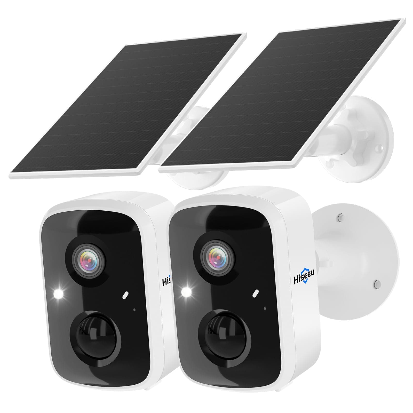 - Hiseeu Solar Security Cameras Wireless Outdoor 2 Pack, Battery Powered 3K 4MP wifi Cameras for Home Surveillance, PIR/AI Motion Detection, Waterproof, Color Night Vision, 2-Way Audio, Cloud/SD Storage