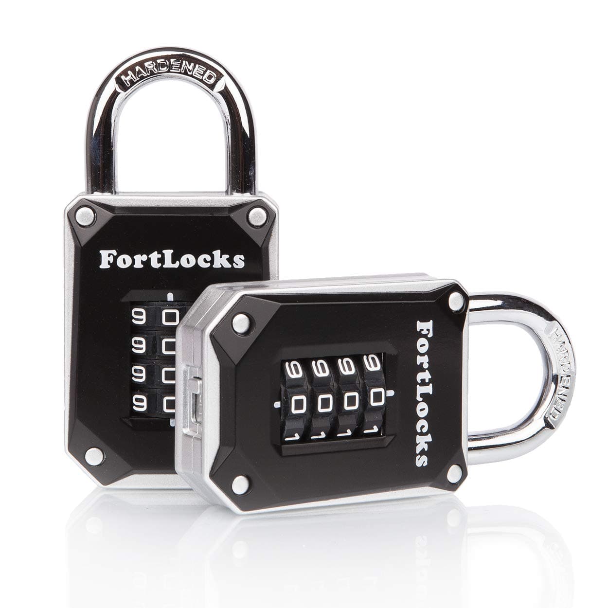 2 Pack - Heavy Duty, Waterproof, Resettable Combination Lock, 4 Digit, Silver