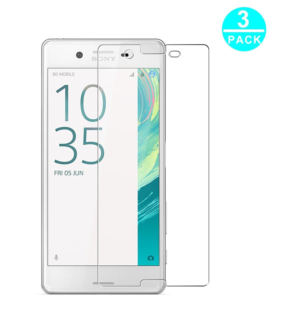 WEOFUN 3 Pack Screen Protector Sony Xperia X, Crystal Tempered Glass for Sony Xperia X Glass Film 5.0'' (0.3mm, 9H, Scratch Resistant)