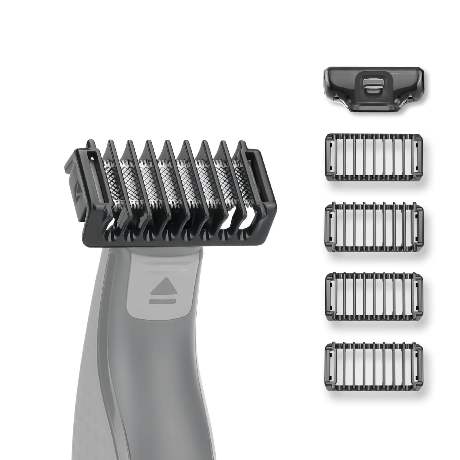 Double-Sided Attachments Compatible with O Blade & OBlade Pro QP2724 QP2520 QP2530 QP2620 QP2630 Trimmer, 4 Combs of 1, 2, 3 and 5 mm, Maintain Your Perfect Stubble Length