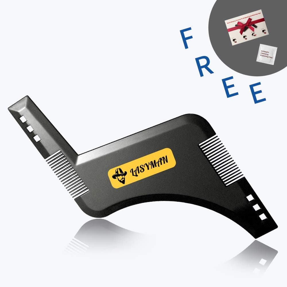 Beard Shaping Tool Shaper Template- Premium Men Beard Black Shaper Styling Template Comb, Works with any Beard Razor Electric Trimmers or Clippers, With Inbuilt Comb for Line up & Edging, good gift