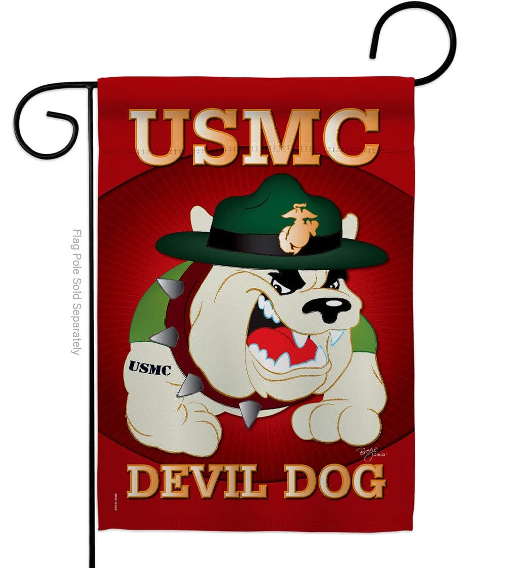 Breeze Decor US Marine Corps USMC Semper Fi Double-Sided Lawn Decoration Gift House Garden Yard Flag Devil Dog United State American Military Veteran Retire, 13" x 18.5" Made in USA