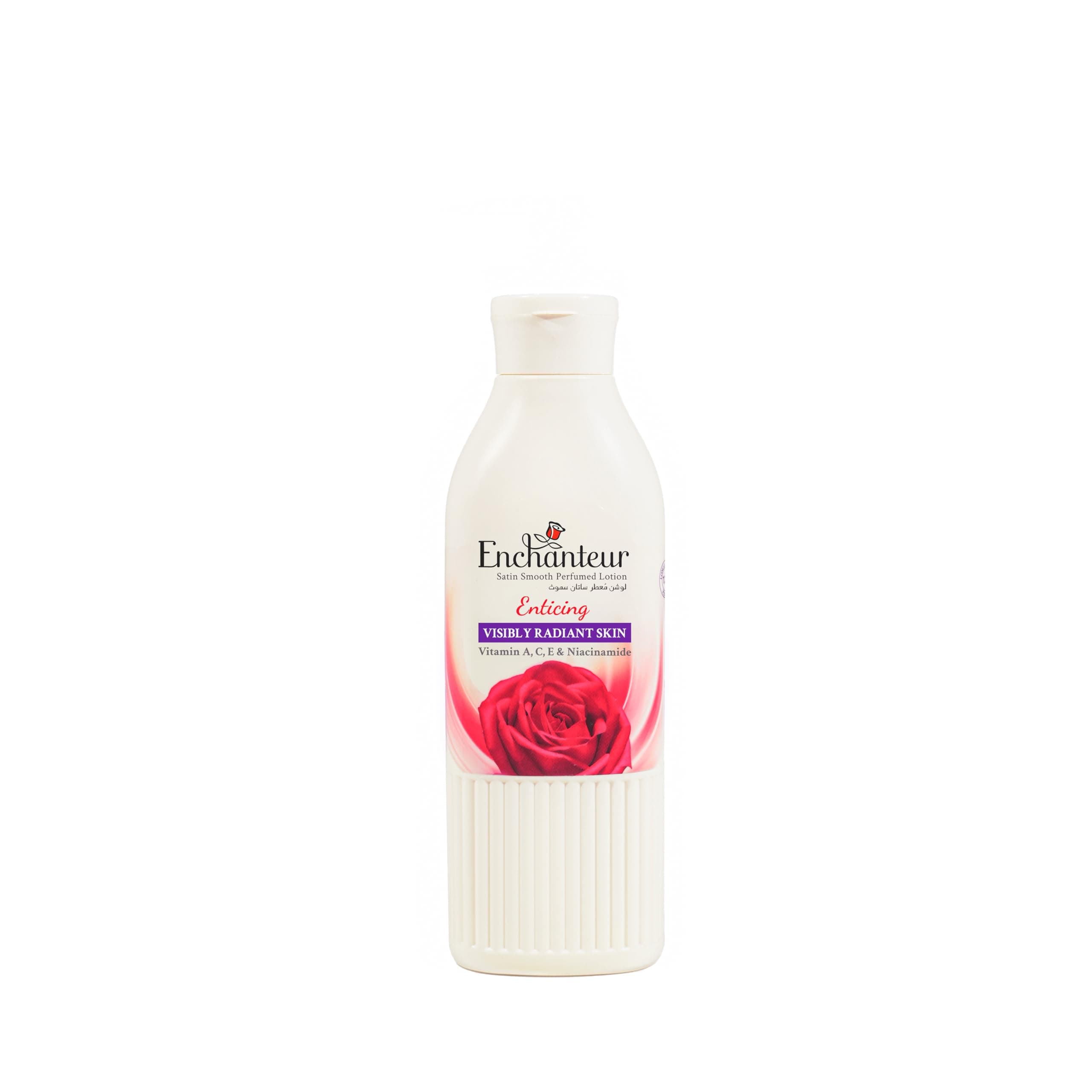 Enchanteur Satin Smooth Perfumed Lotion - Enticing, New Look & Improved Formula, Enriched with Vitamin A, C, E, Niacinamide, Aloe Vera & Olive Butter, For Smooth & Radiant Skin, All Skin Types, 250ml