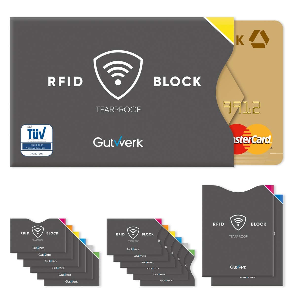Tearproof RFID-Blocking NFC Protective Sleeves [12+2 PIECES]|Credit Card, Bank Card, ID Card, Passport |100% protection against unauthorised card reading|RFID Blocker|Contactless Card|TÜV tested