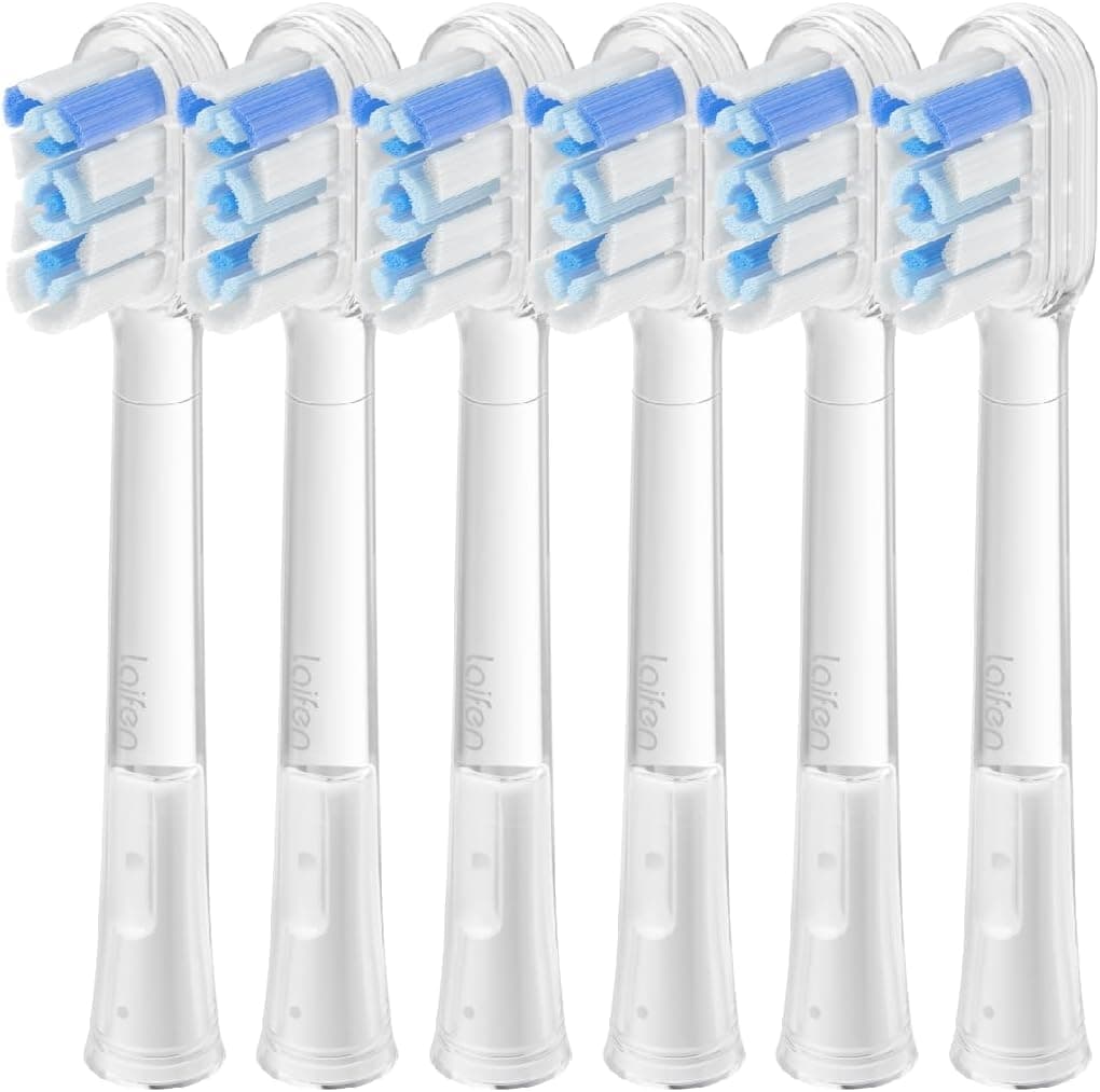 Cushioned Toothbrush Heads 6 Pack, New 2025 Version Replacement Heads Compatible with Wave/Wave Special Electric Toothbrush (Super-Clean)