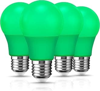Flaspar 4 Pack A19 LED Green Light Bulb, 9W (60Watt Green Colored Light Bulbs Equivalent), E26 Base LED Green Lights for Christmas Halloween Light Bulb, Party, Porch, Home Lighting, Holiday Lighting