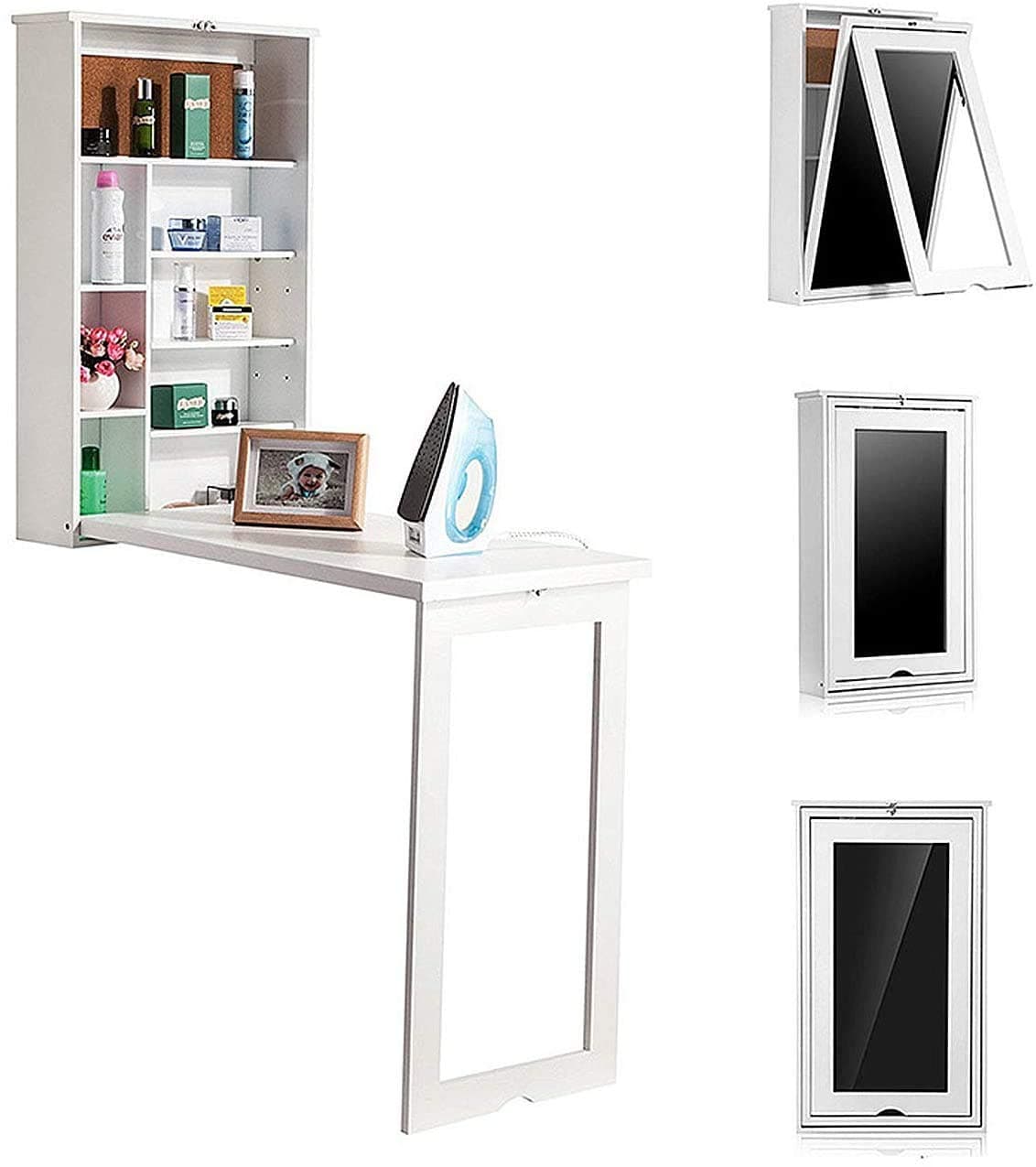 TILEMALL Fold Out Wall Mounted Convertible Writing Floating Desk - White