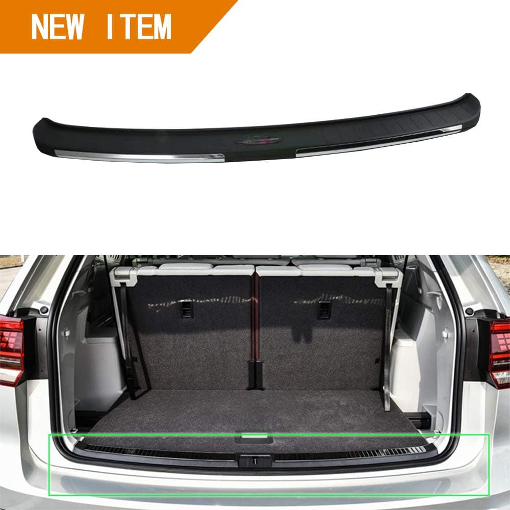 Oubolun ABS Black Outer Rear Boot Trunk Bumper Guard Protector Sill Plate Cover Trim for Volkswagen VW Atlas Teramont 2017-2019 Car Accessory