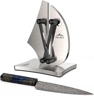 VN3 Professional Knife Sharpener | 3-Action Streamlined Sailboat Design for Effortless Knife Sharpening - The Ultimate Tool for Precision 11 to 21 Degree Angles (Upgrade Stainless Steel)