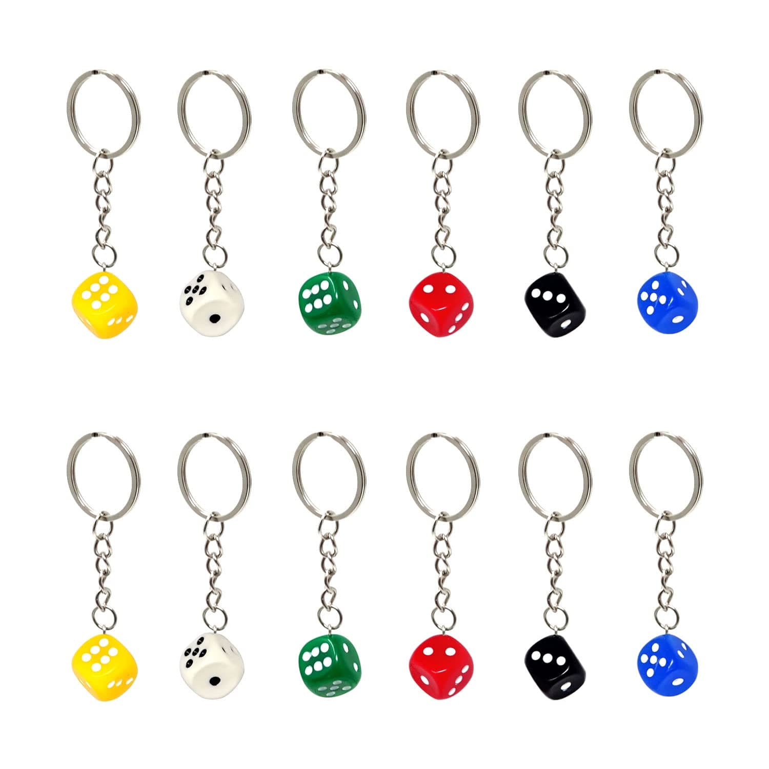 Honbay12PCS Resin Dice Keychains 3D Cube Square Dice Key Rings Keyfob for Bag Purse Wallet Cellphone or Car Pendant (6 Color), 6 Color, 80mm/3.15inch