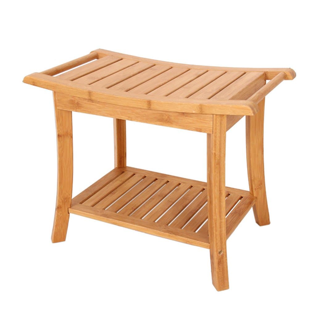 Xi Man Shop Solid wood shower stool Natural bamboo Comfortable and sturdy bathroom stool