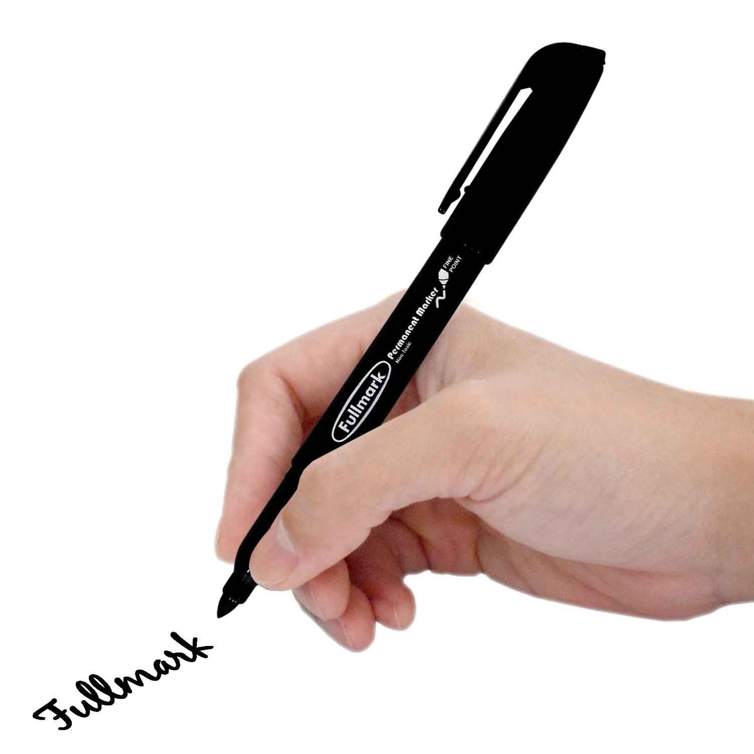 Fullmark New Release Permanent Markers, Jet Black,Fine Point, 5-count
