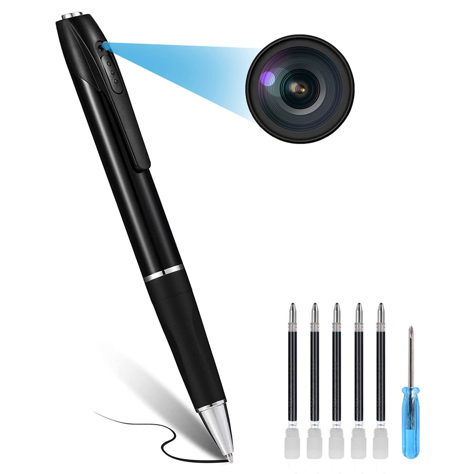 64GB Hidden Camera【2023 Upgraded Version】, Spy Camera, Pen Camera with FHD1080P, Nanny Cam with 180 Minutes Battery Life, Body Camera for Home Security or Classroom Learning (64GB（Black）)