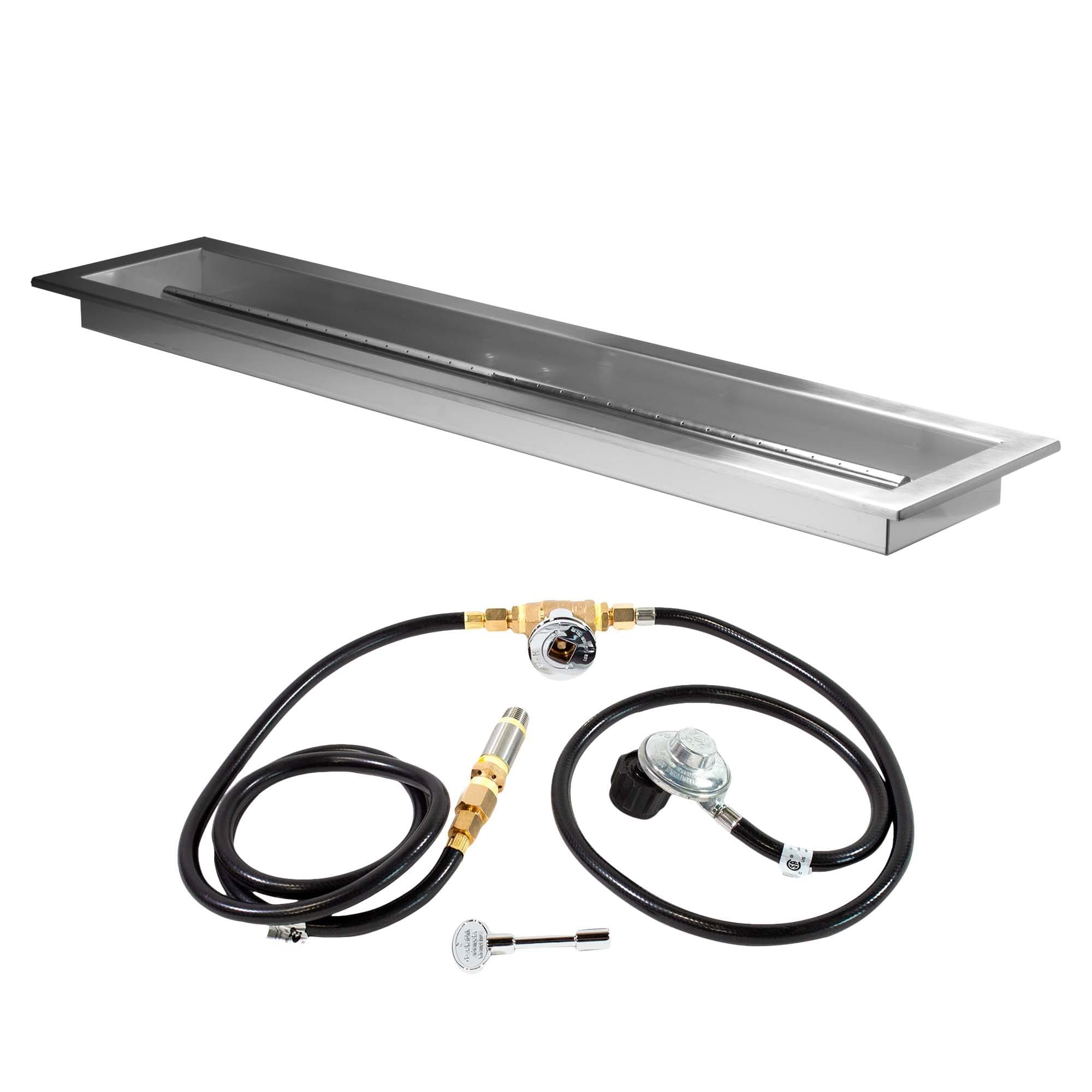 Celestial Fire Glass 36" x 6" Drop-in Burner Pan and 90k BTU LP Burner Connection Kit