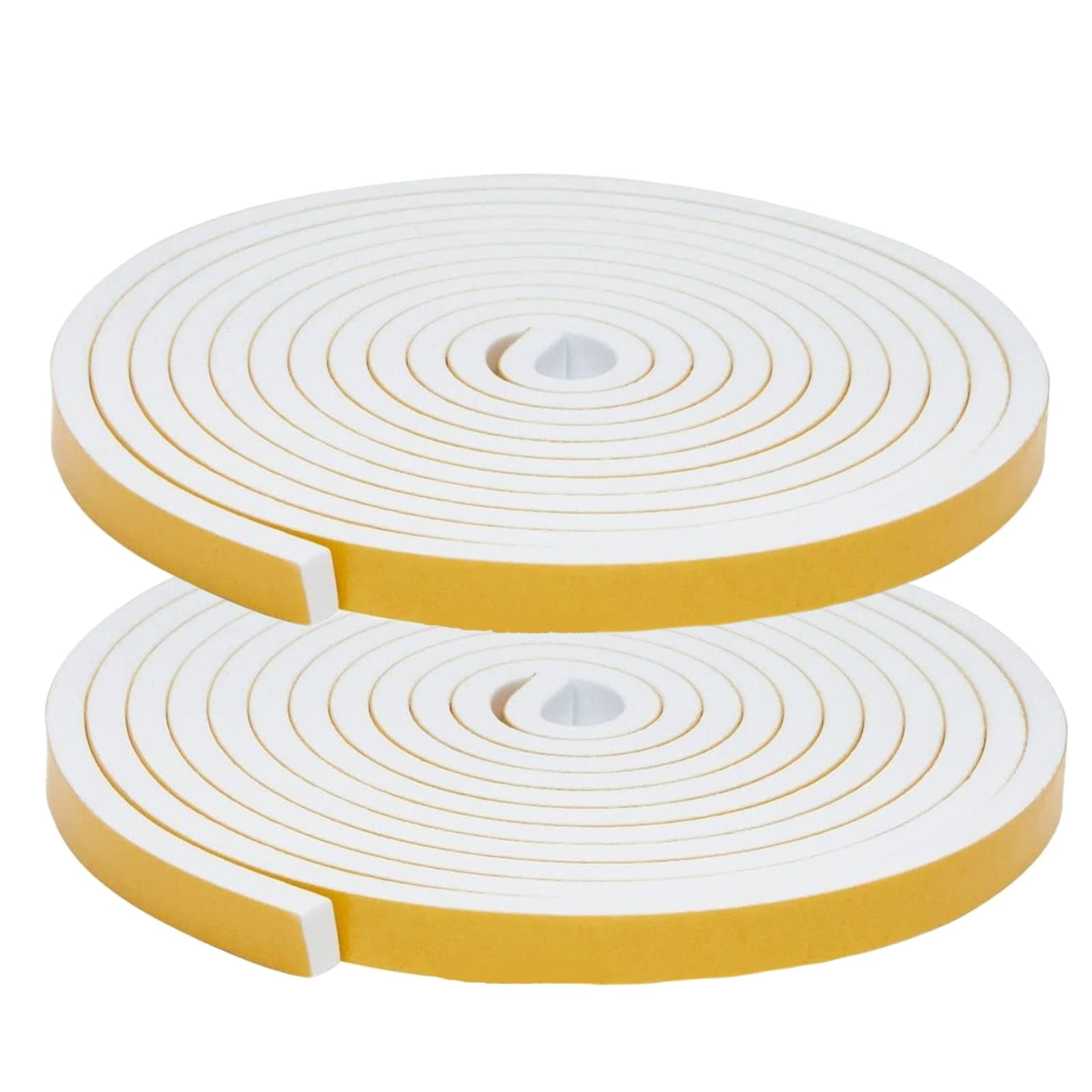 wordmouk Foam Draft Excluder Strip 12 x 6 MM Foam Sealing Tape Adhesive Weather Stripping High Density Foam Seal Tapes for Window Draught Excluder Insulation SoundProof 4M x 2 Roll, Total 8M，White