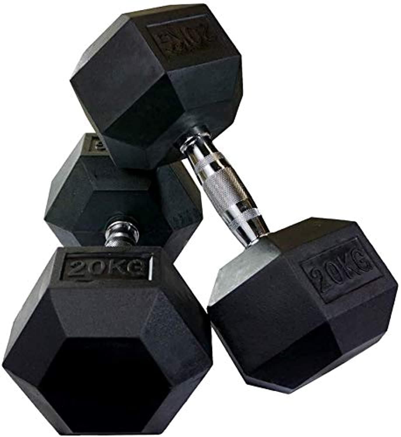 Prosportsae Rubber Hex Dumbbells – Solid Cast Iron Core Coated Head For Commercial And Domestic Use Fitness Equipment 2.5 To 50 Kg Sold In Pair (2 Pcs) (20 Kg)
