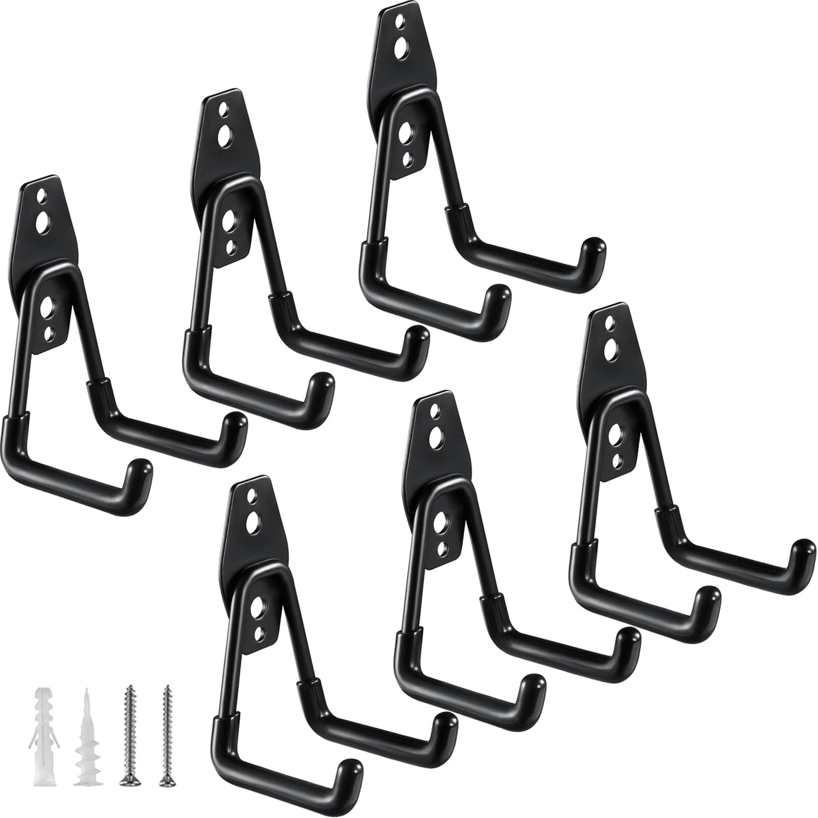 Heavy Duty Garage Hooks 6 Pack, 2.8 inch Small U Shaped Hanger, Wall Mounted Storage System, Power and Garden Tool Organizer, for Hanging Ladders, Hose, Bulk Items and More