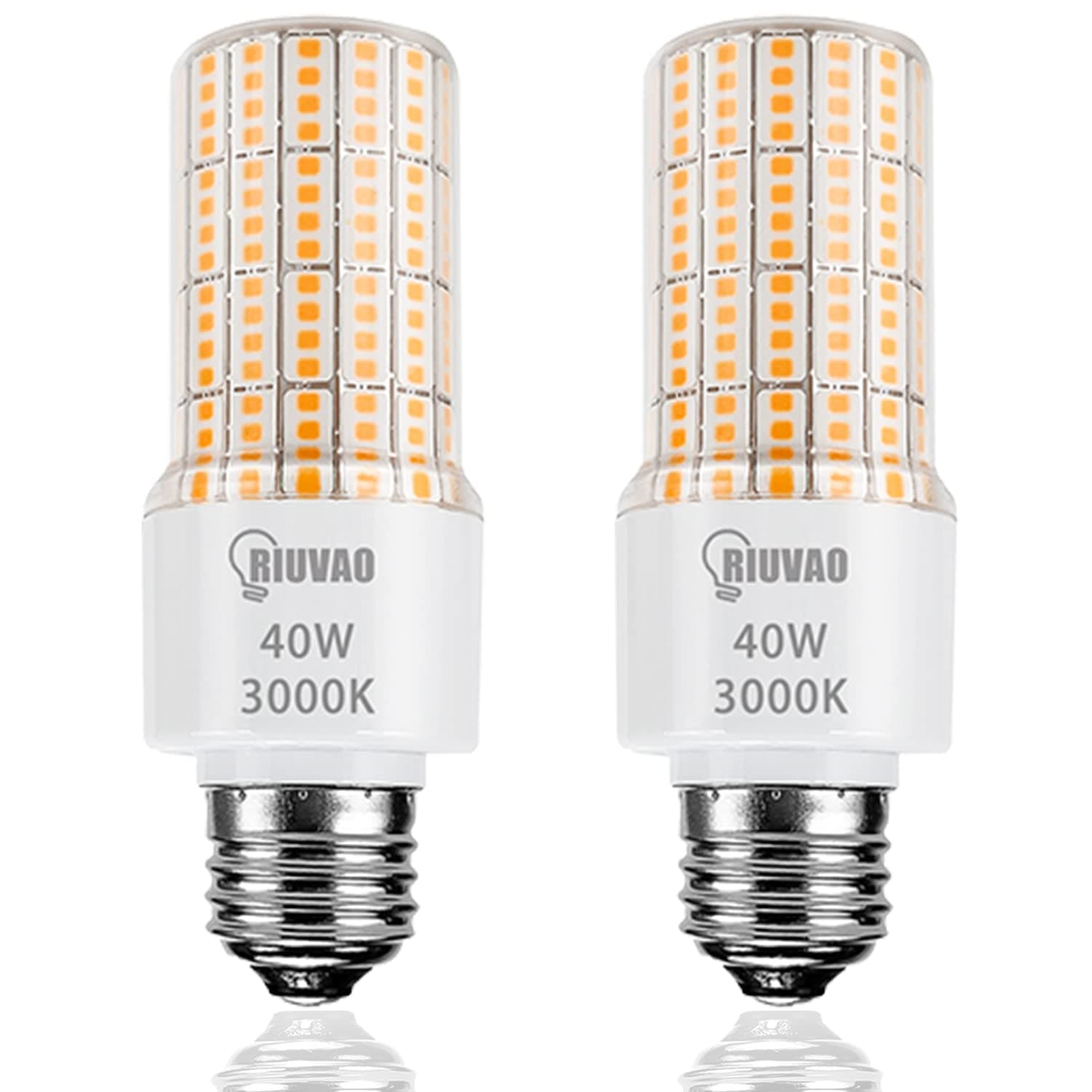 Led corn Light Bulbs 300W Equivalent Super Bright 5000Lm 3000K Warm White led Light Bulb E26/E27 Medium Base 40w Waterproof Led Bulb for Outdoor Indoor Lamp Bedroom Office Garage Warehouse-2 Pack.
