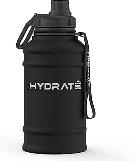 HYDRATE 43 Oz Stainless Steel Water Bottle - BPA Free Metal Water Bottle for Gym, Exercise - Water Jug with Convenient Nylon Carrying Strap and Leak-Proof Screw Cap Water Bottles for Men, Women, Adult
