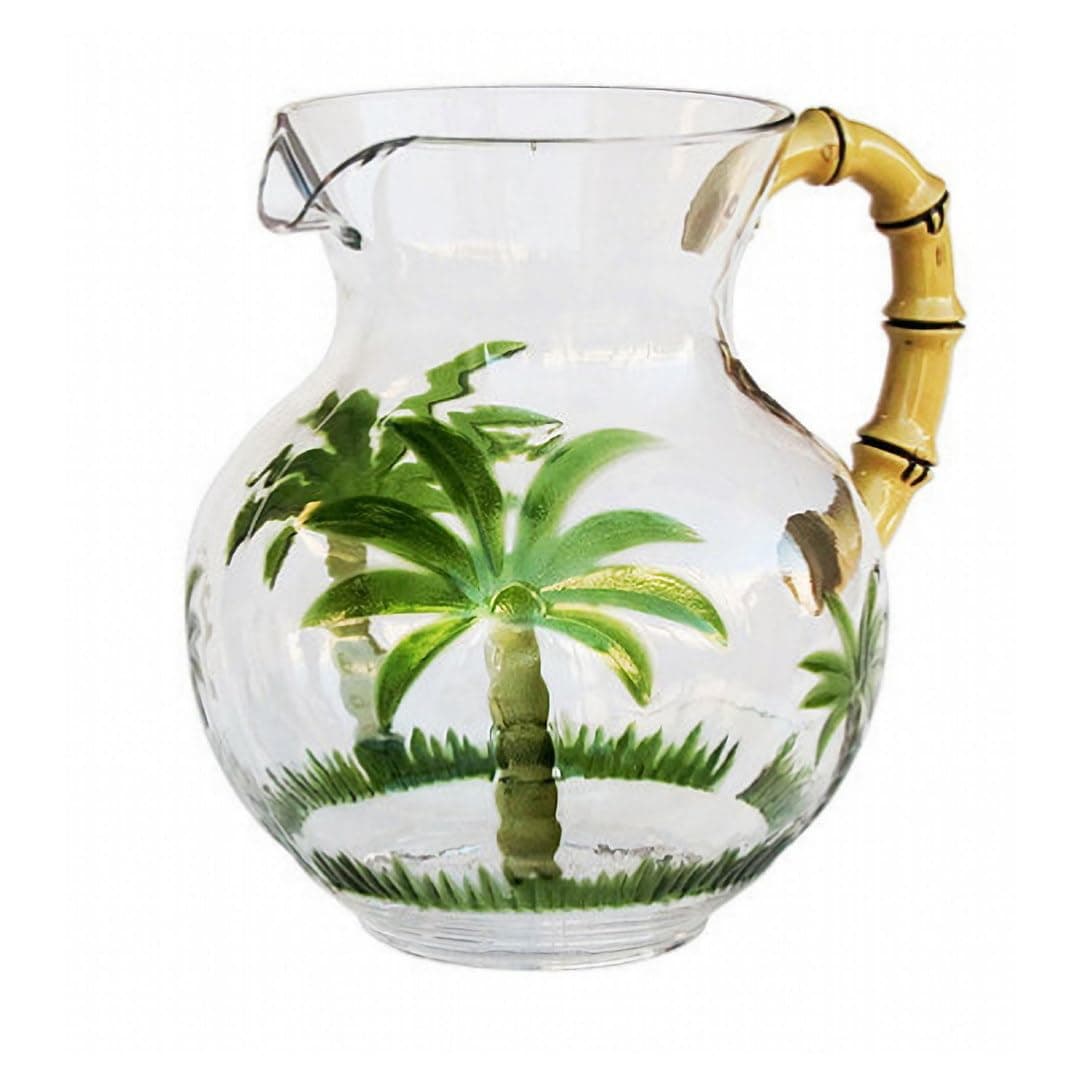 Diligence4us AC-0611 Palm Tree Sensation Pitcher with Bamboo Handle, Multicolor