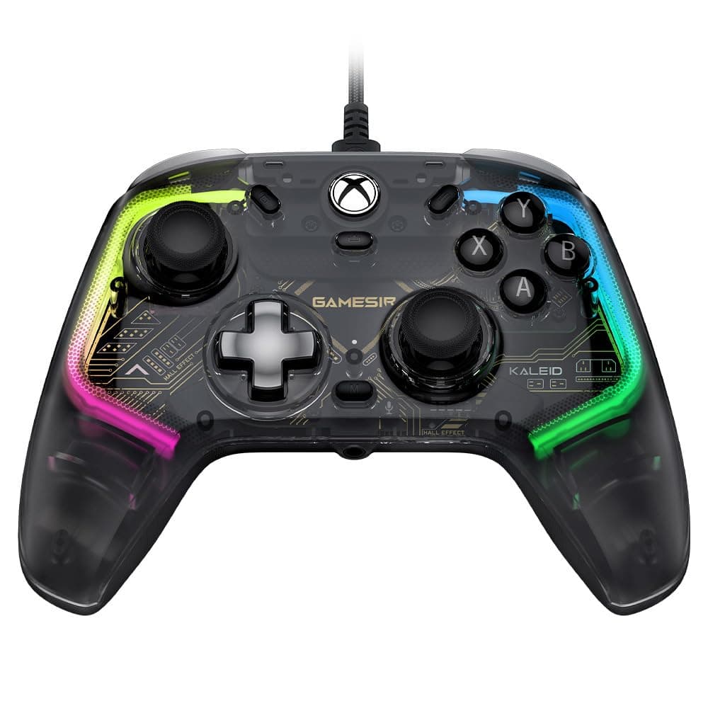 Kaleid Wired Controller for Xbox Series X|S, Xbox One,Windows 10/11 & Steam, Plug and Play Gaming Gamepad, Transparent Video Game Controller with Hall Effect Joysticks/Hall Trigger