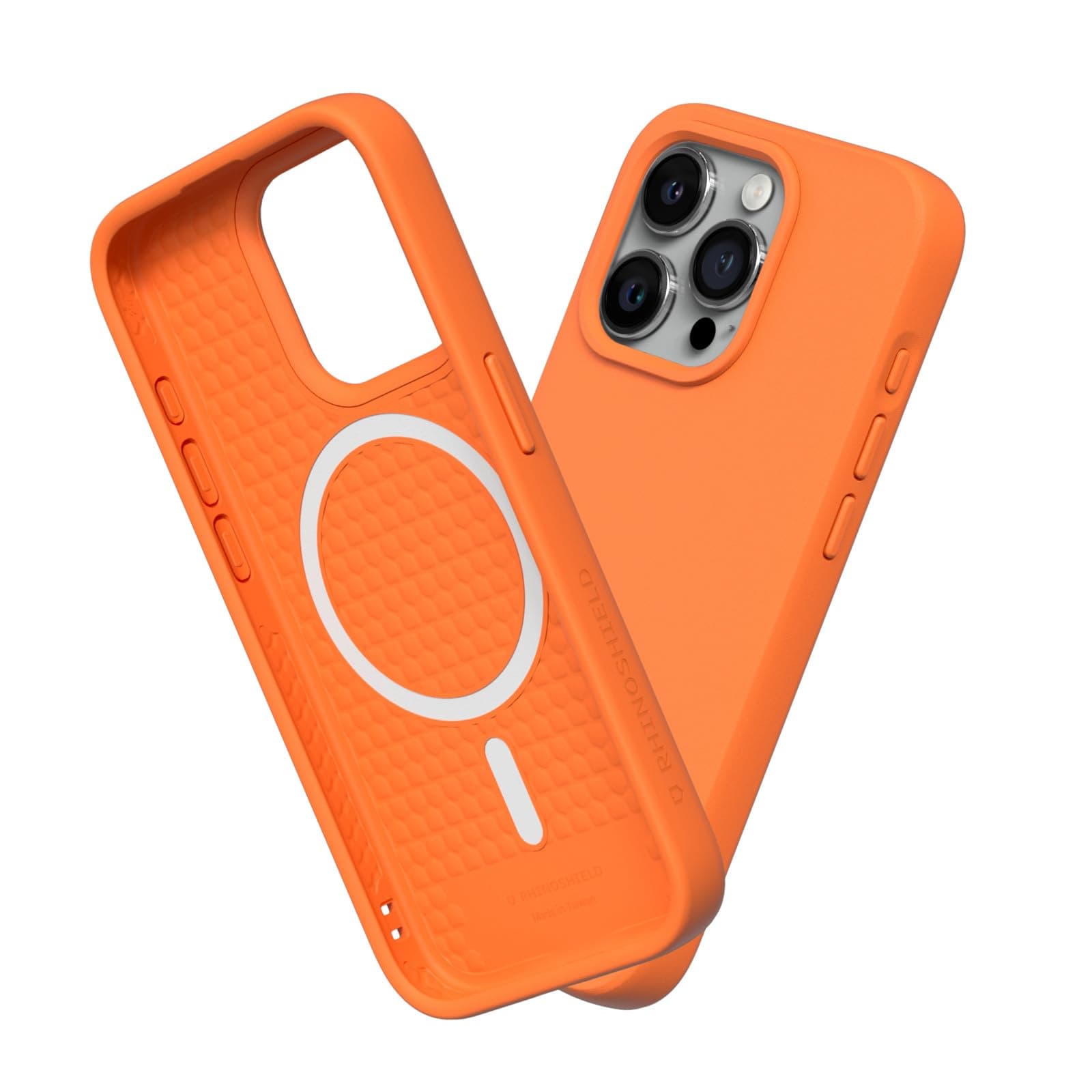 RHINOSHIELD SolidSuit Case Compatible with Magsafe for [iPhone 15 Pro] | Shock Absorbent Slim Design Protective Cover with Premium Matte Finish 3.5M / 11ft Drop Protection - Neon Orange
