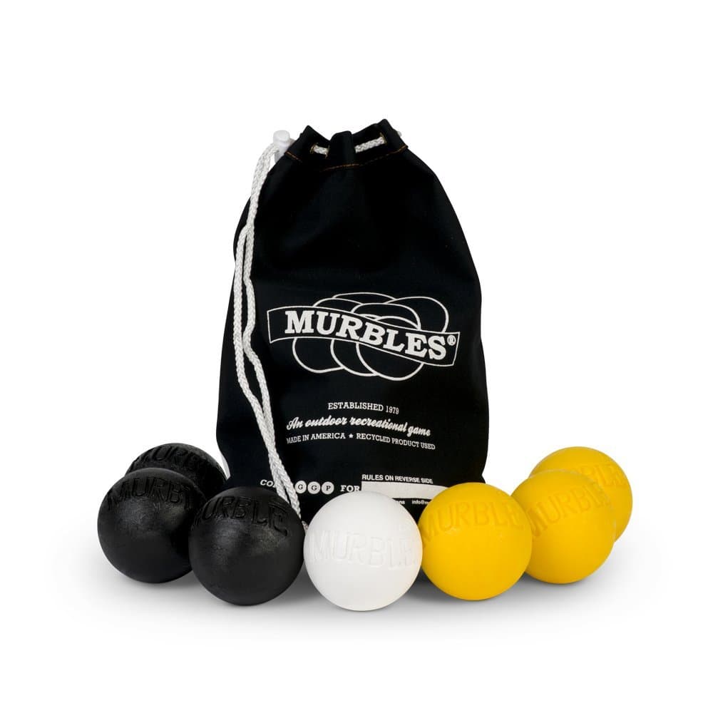 Standard 7 Ball 2 Player Murble Set (Black & Yellow, 3 inch Dia. Balls, Ages 9 - Adult)
