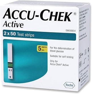 Active Test Strips | For use with Accu-Chek Active Glucometer | Pack of 100 Strips