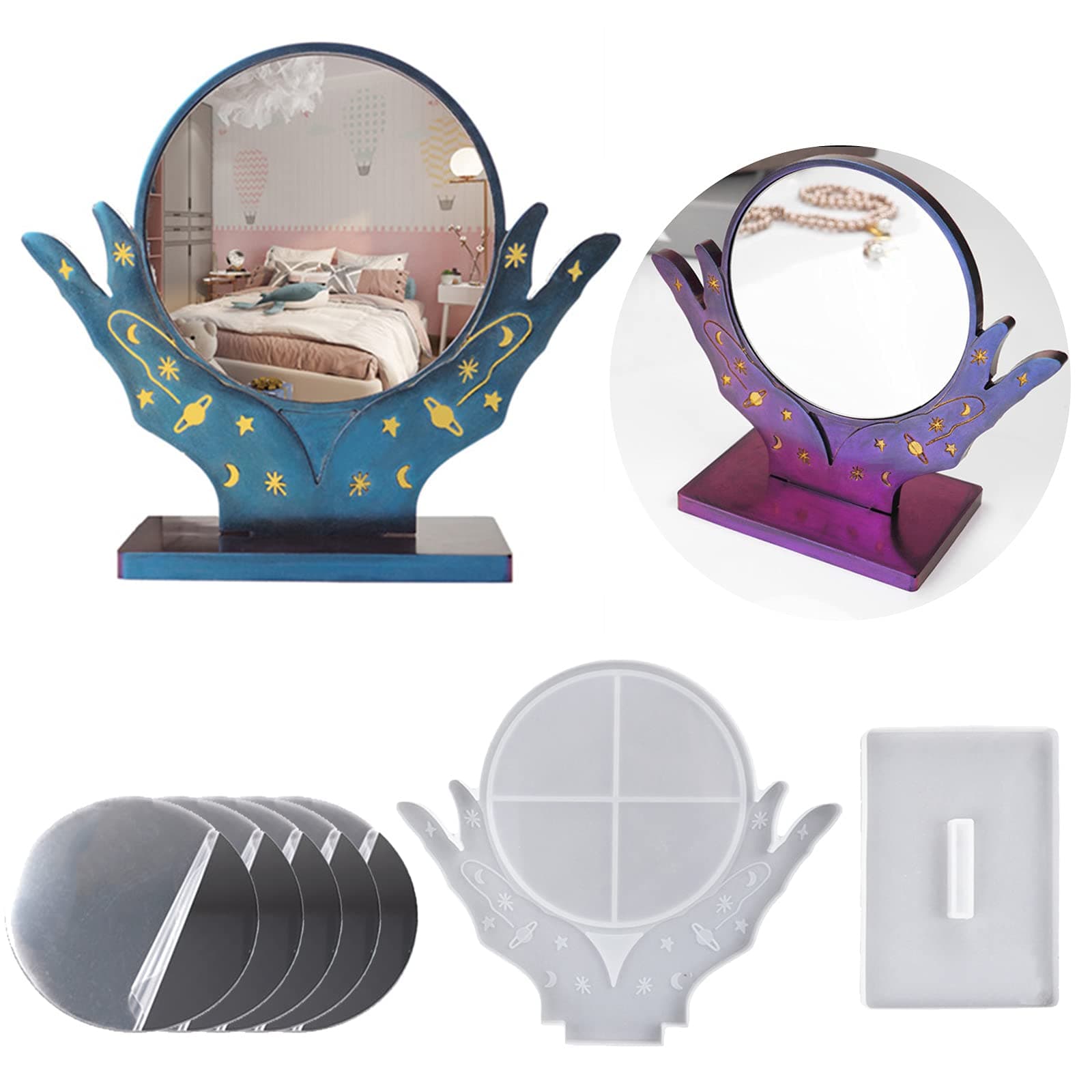 DoreenBow Mirror Molds+Mirrors,Comb Silicone Making Molds,Resin Casting Silicone Molds,Used to DIY Jewelry Craft,Gifts,Epoxy Resin DIY Handmade Creative