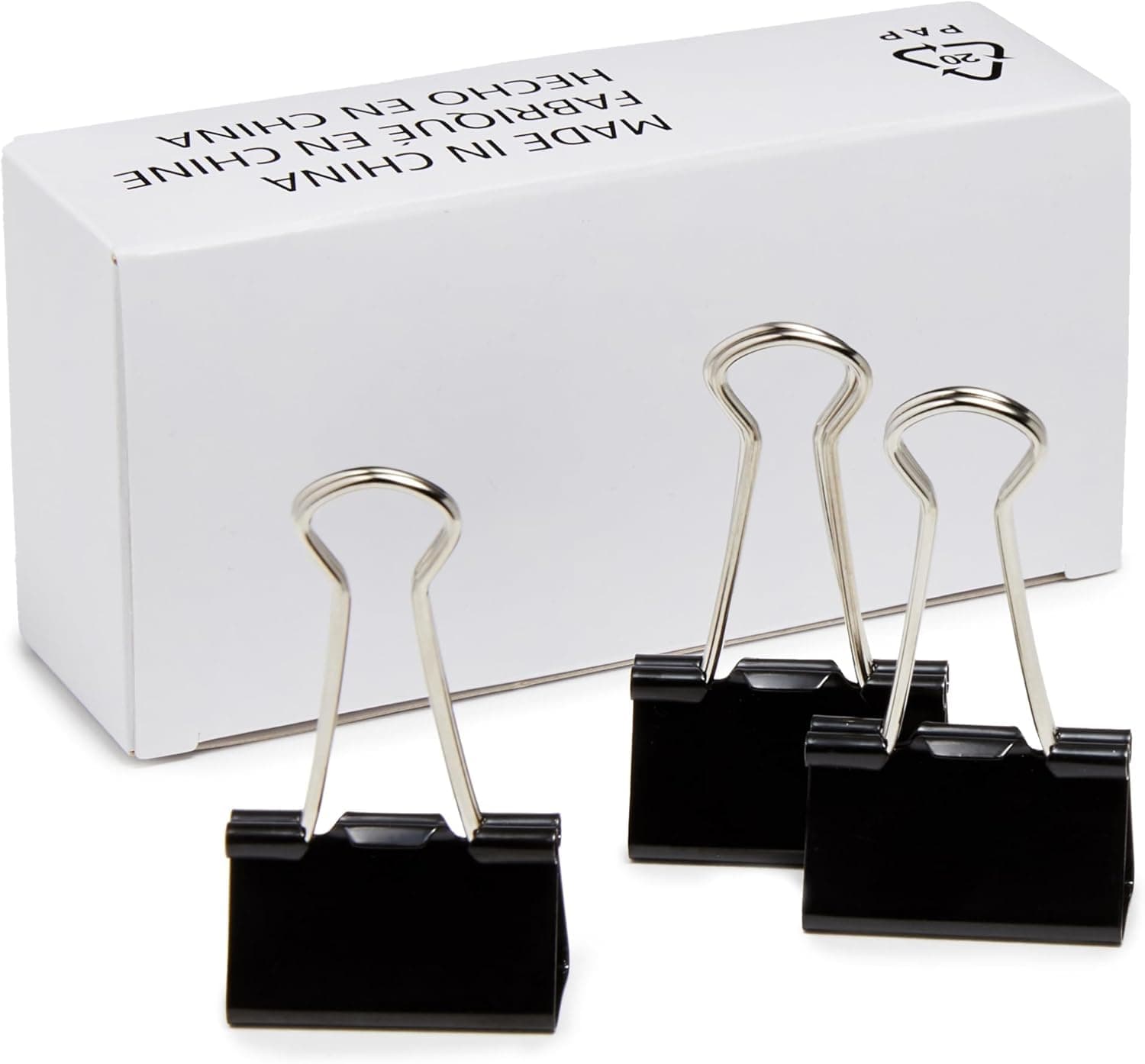 Amazon Basics Sturdy Binder Clips, Office Supplies, Medium 1.25 in, Document Organizing, Black, 96 Count (8 Pack of 12)