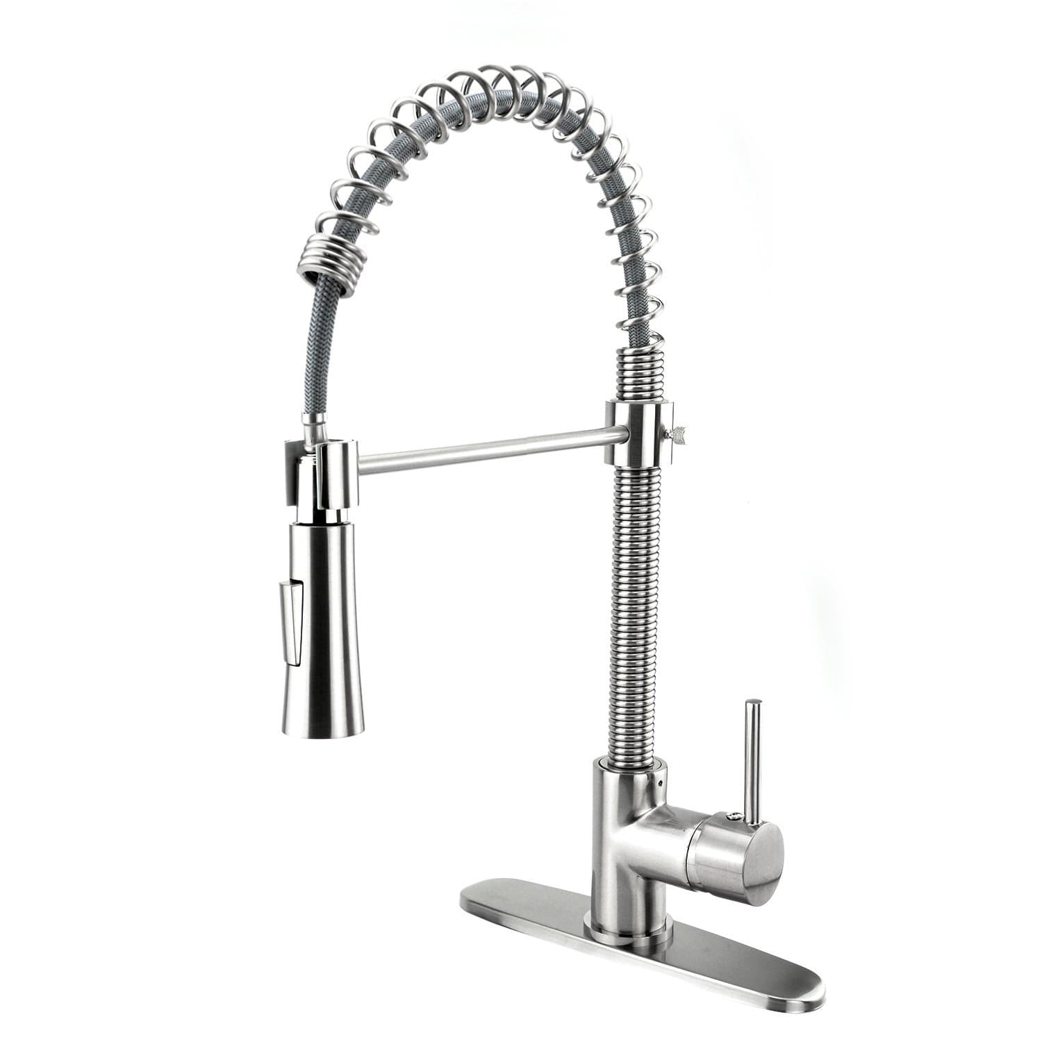 Neady Kitchen Faucet with Pull Down Sprayer Modern Commercial Stainless Steel Kitchen Sink Faucet Single Handle Kitchen Faucet with Deck Plate, Brushed Nickel