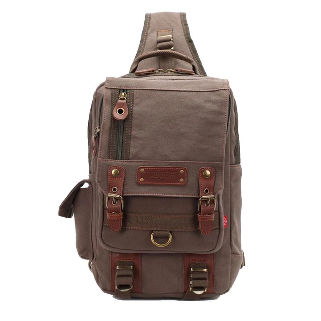 Justpack Canvas Cross Body Messenger Bag One Strap Shoulder Backpack Oversized Sling Bag Travel Rucksack (Light Green)