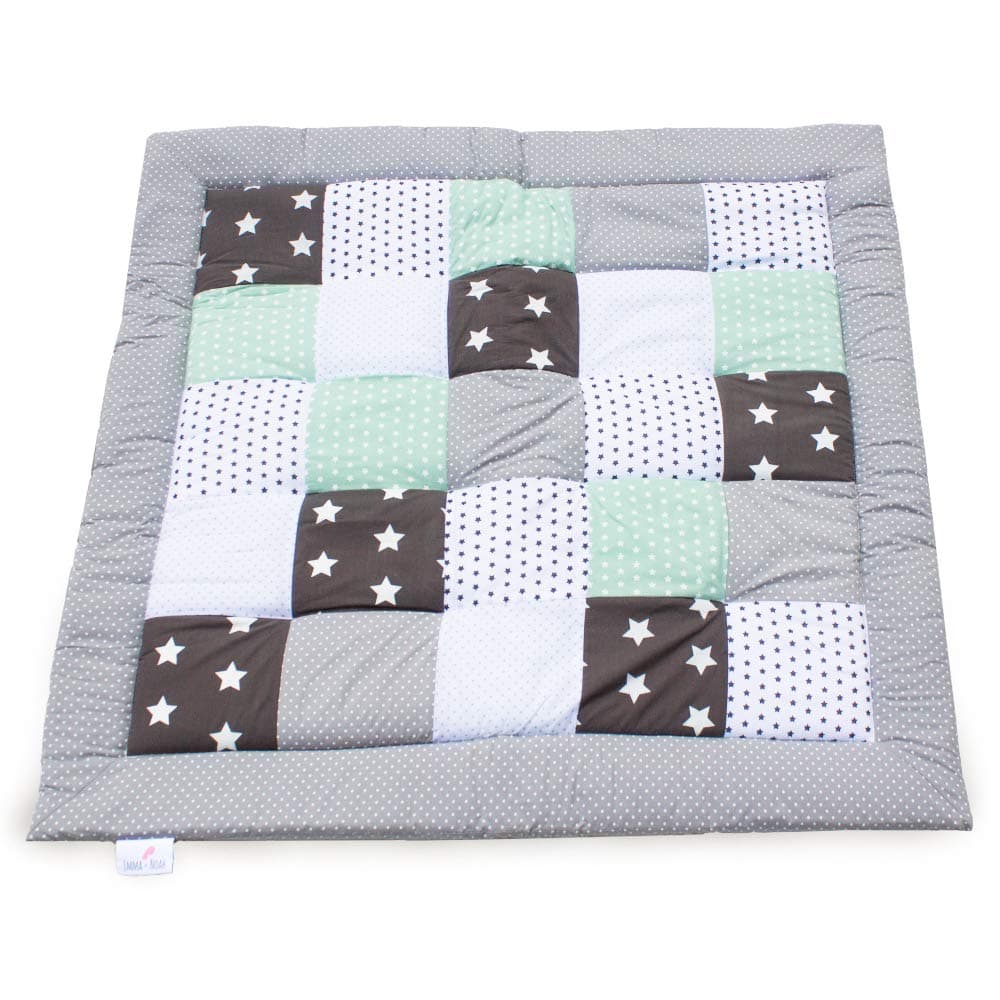 emma & noah Baby Play Mat, Warm & Soft Patchwork, Many Colours & Sizes, Ideal as Baby Blanket, Baby Quilt, Playmat, Padding for Crib (Mint, 140x140 cm)