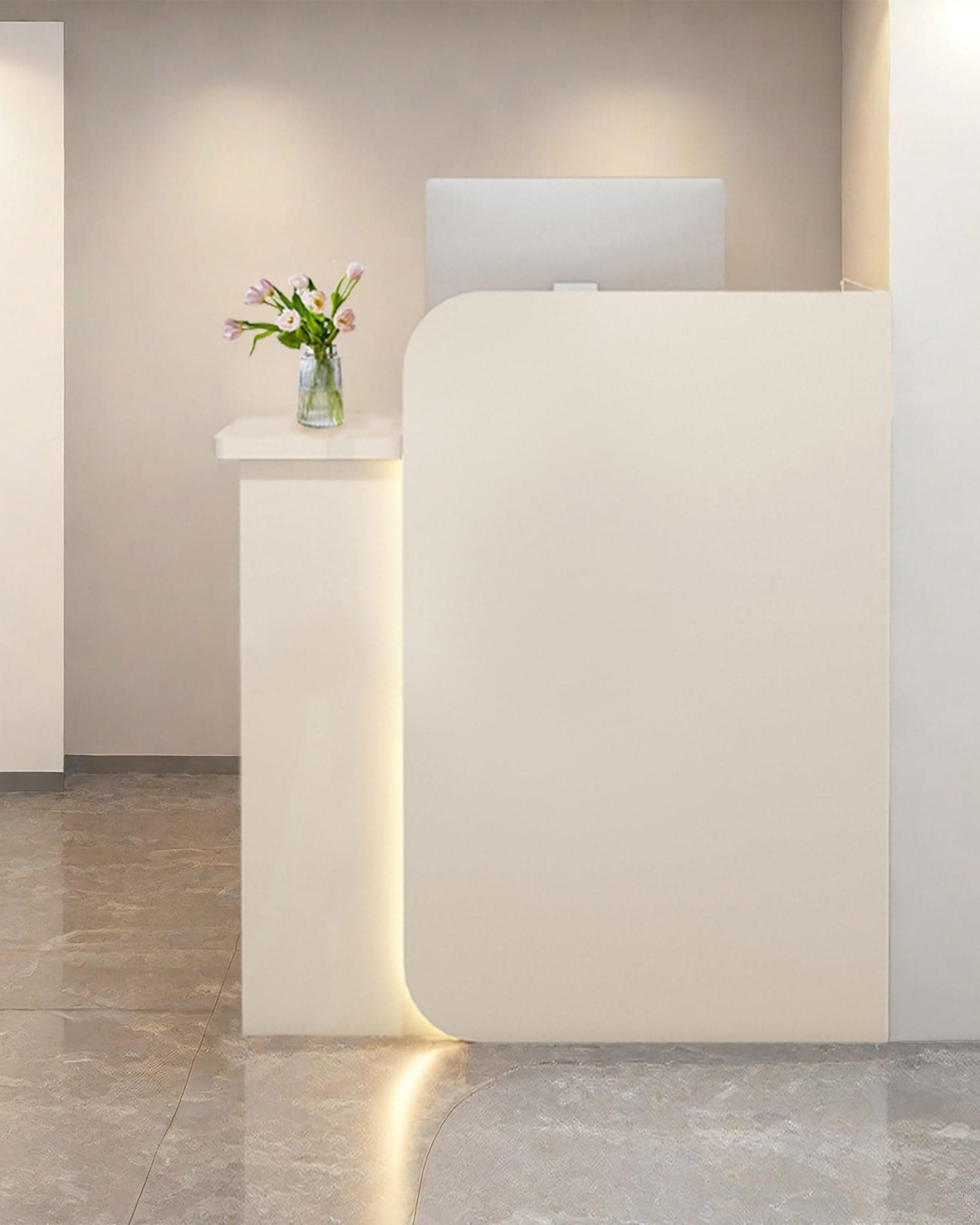 Reception Desk Office Checkout Counter, Modern Front Desk Reception Counter Desk with Lockable Drawer Simple Retail Counter for Retail, Lobby, Beauty Salon Clothing Store(Warm,63" Lx18 Wx39 H)