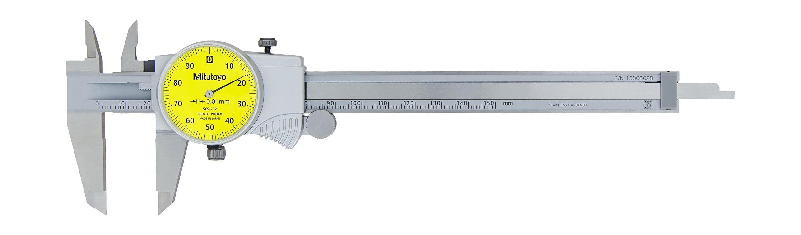 505-732 Dial Caliper, 1 mm per Rev, 0-150 mm Range, 0.01 mm Accuracy