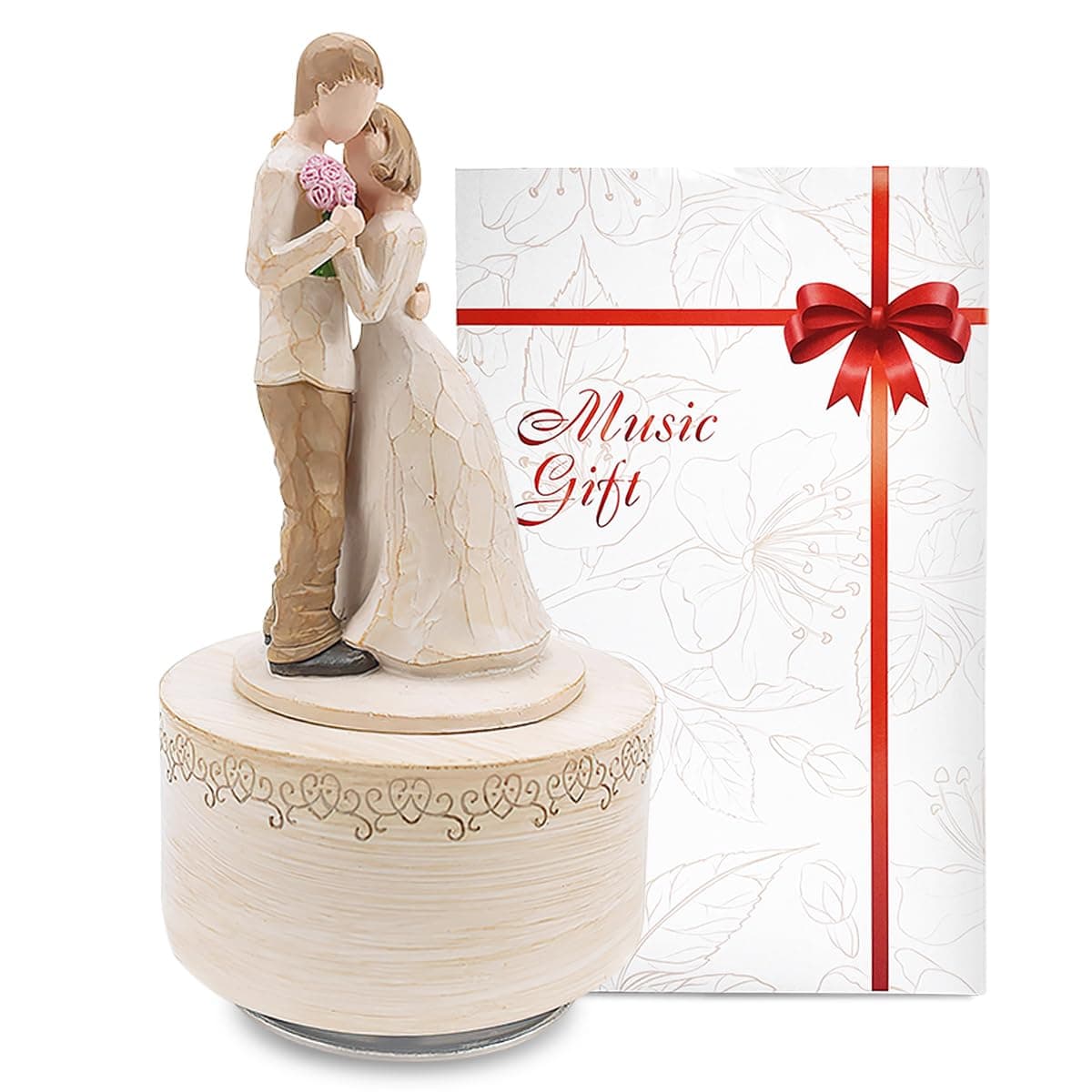 Music Box Lovers Gifts,Couple Hugging Sculpted Statue,Hand-Painted Collectible Figurine,Christmas Birthday Festival Musical Gift Home Office Studio Decoration,Plays Can't Help Falling in Love