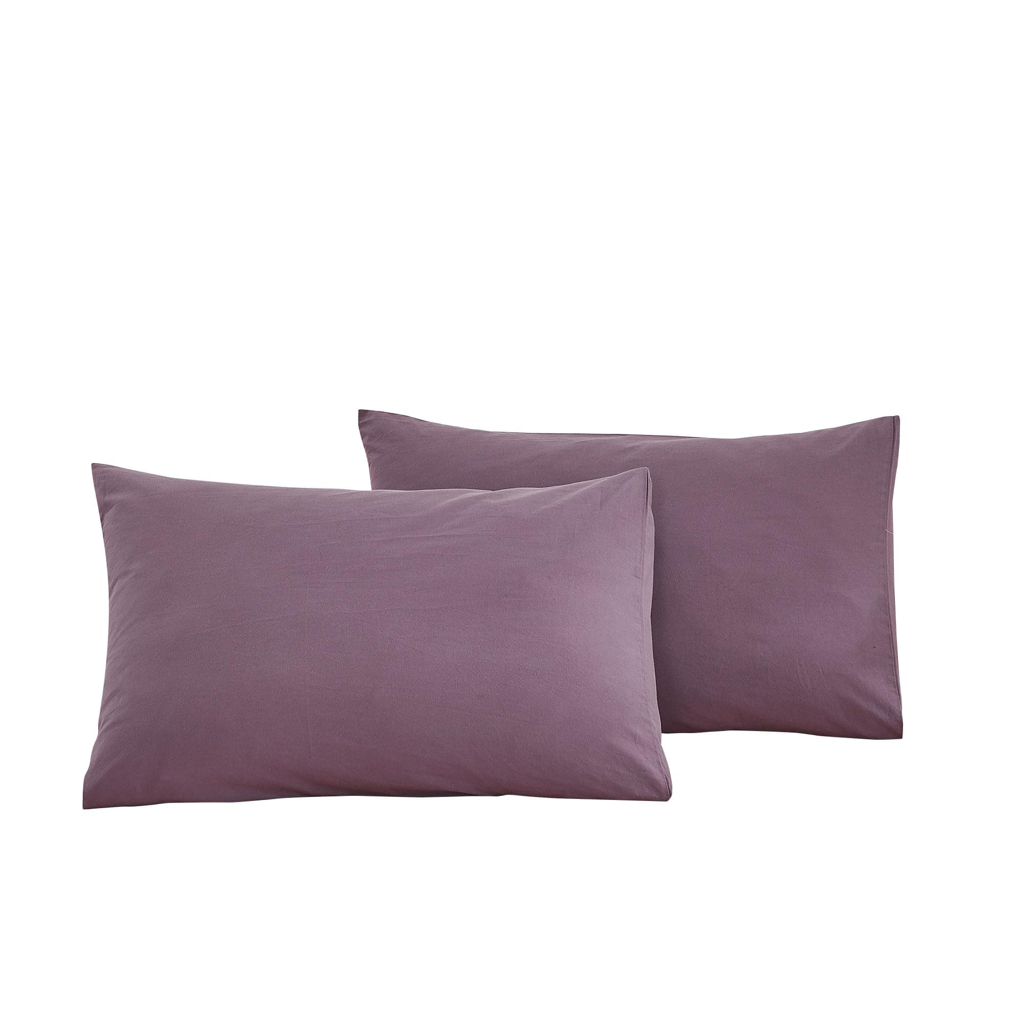 ECOCOTT 2 Pack Pillowcase King Size with Purple Pillow Cases Set, 100% Cotton King Pillow Covers Envelope Closure (King, 20"x36")