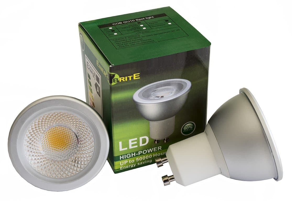 EnergyBrite GU10 7W LED Bulb, SHARP COB LED CHIP, Warm White 3000K