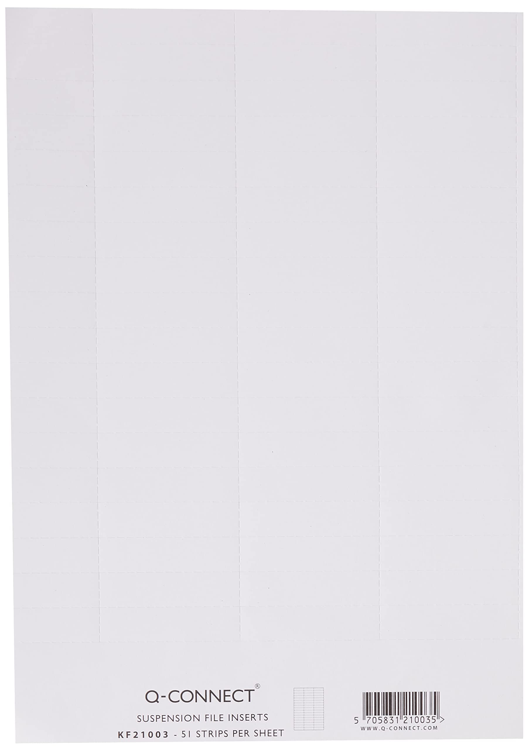 Q-Connect KF21003 Suspension File Label Insert White, single sheet of 51 strips