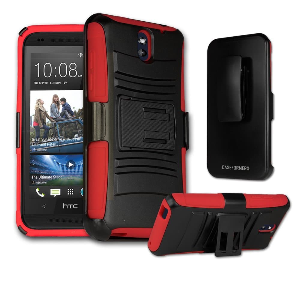 HTC Desire 610 Case, CASEFORMERS Duo Armor RED for HTC Desire 610 Combo Case with Stand and Holster