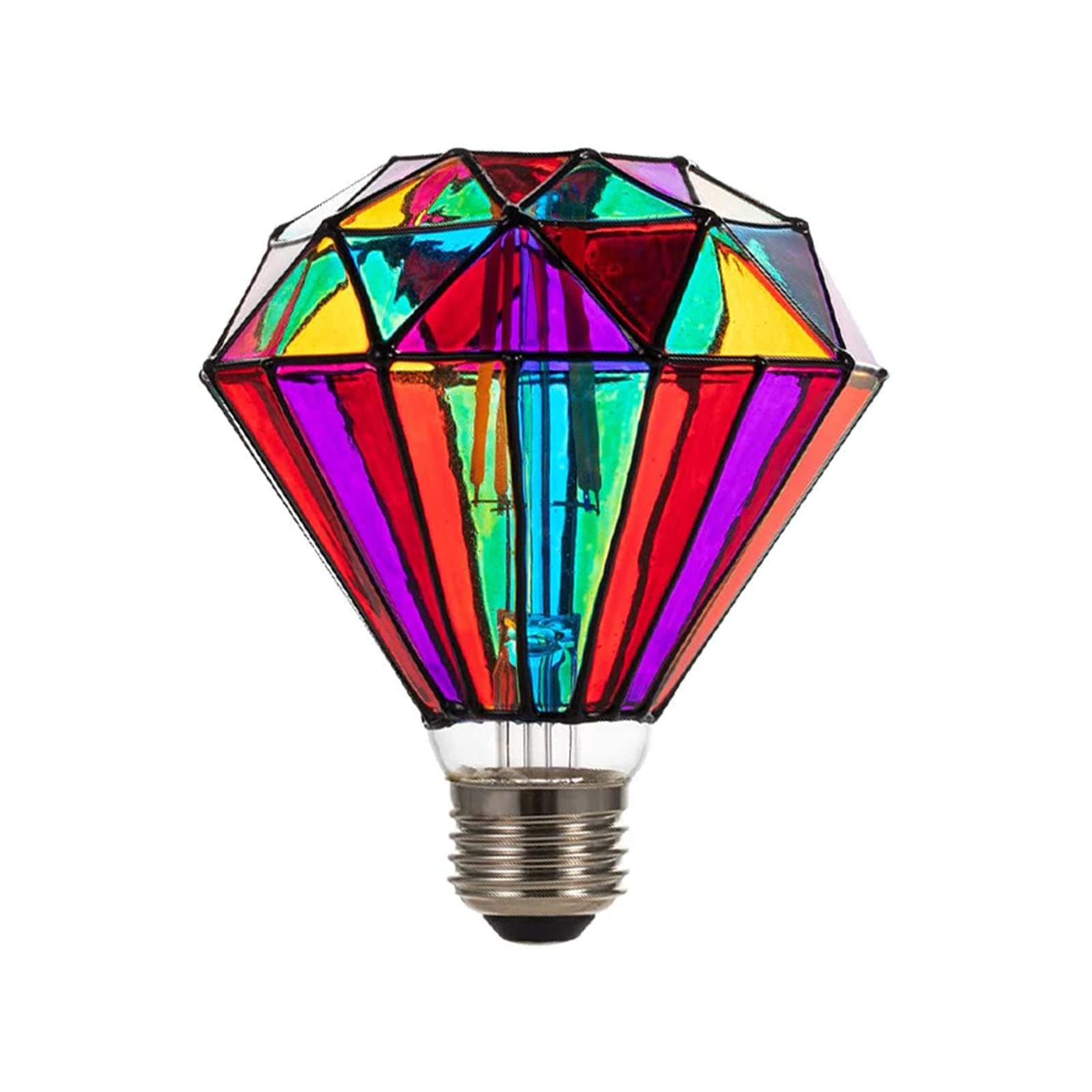 I-SHUNFA Stained Glass Edison LED Light Bulb, E26 Standard Base 6 Watts Heatless G95 Globe Shape LED Light Bulbs for Home Party, Recreation Room,Balcony,Garden,Christmas Decoration（Non-dimmable ）