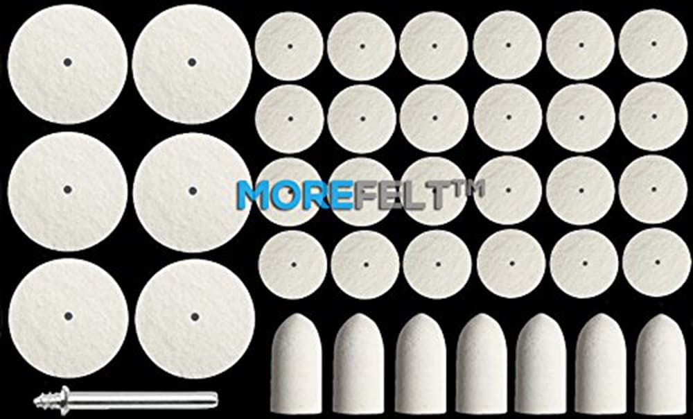 (37) MOREFELT Assortment Buffing Polishing Point Cone Bobs Wheels Wool Felt Compatible with Dremel 414, 429, 422
