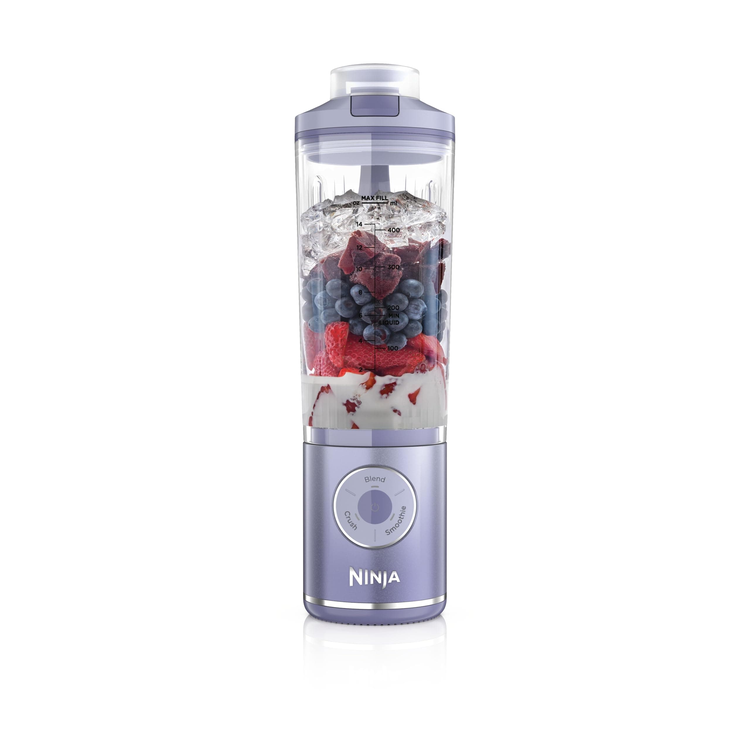 Ninja Blast Max Portable Blender, 570ml, Rechargeable Battery, Blending Cup & Leak-proof Lid, 3x Blend Functions, Makes Smoothies, Protein Shakes, Blends Ice & Frozen Fruit, Lavender BC251EULD