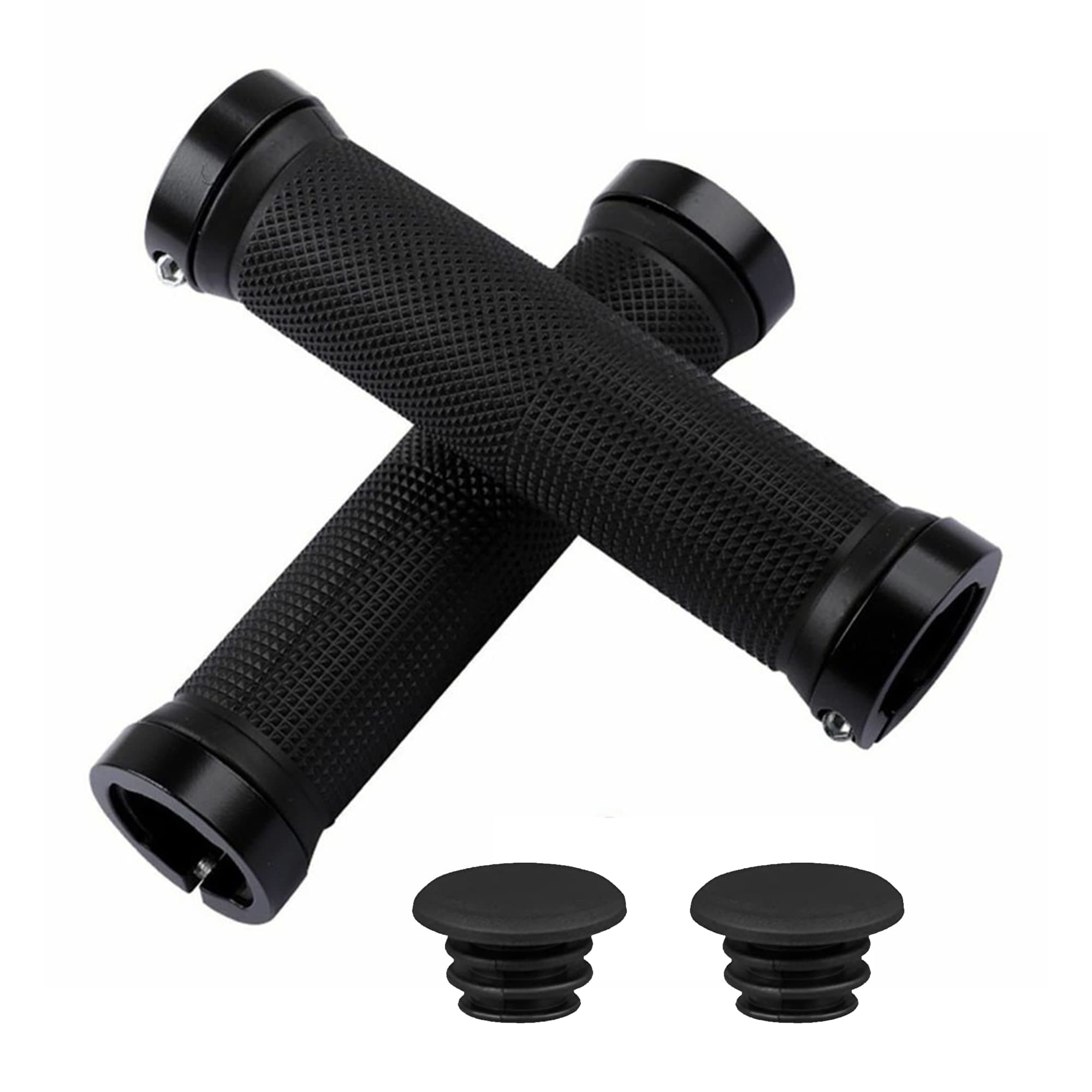 Vitel CyclesBlack Bicycle Universal Lock On Handlebar Grip for MTB | Flat Bar Road | Hybrid | BMX Bike