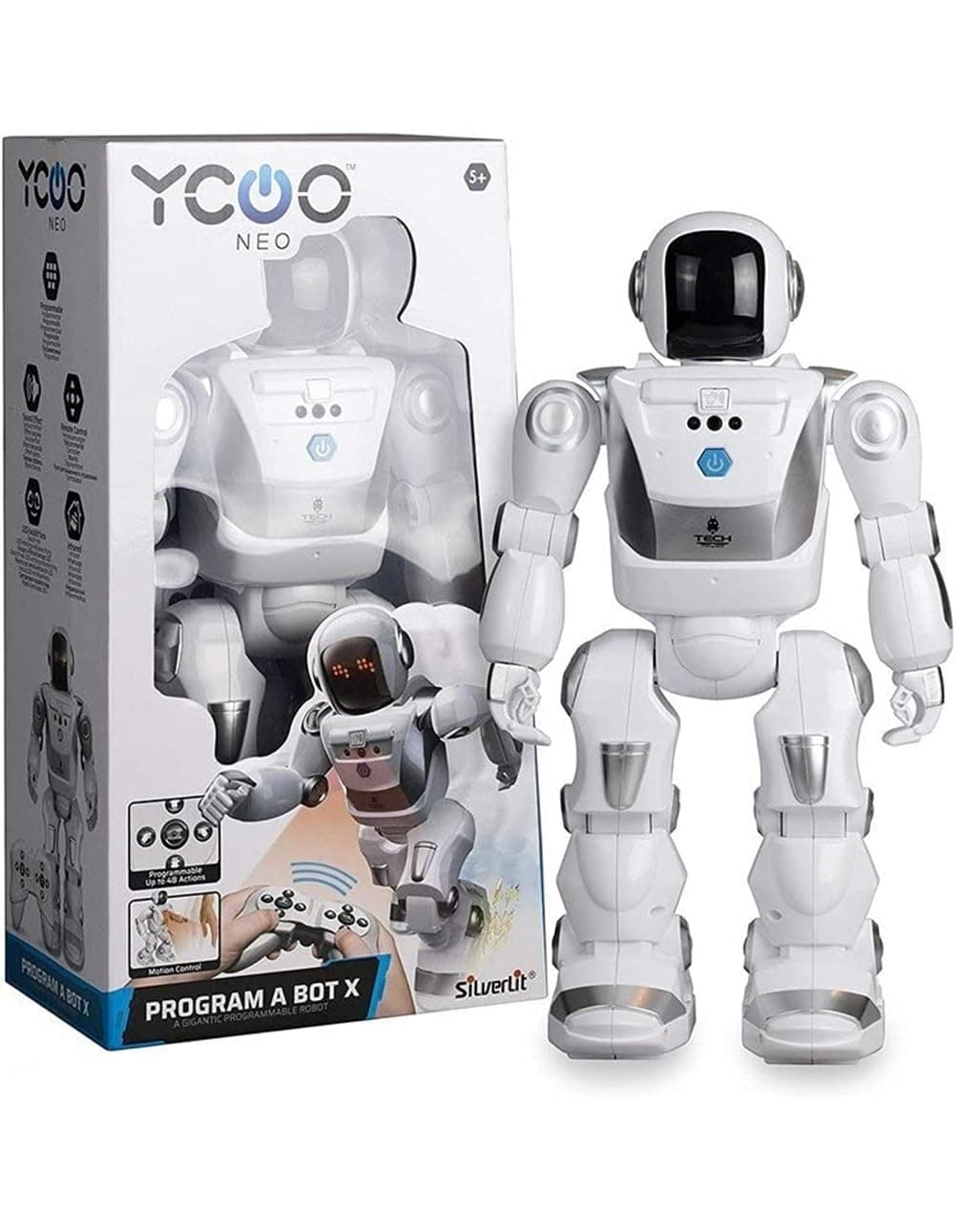 SilverLit YCOO Robots - Program A Bot X Gigantic 16" (40cm) Programmable Remote Control Dancing Robot White 25 15 46 cm 88071