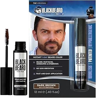 Beard Color – 1-Day Beard, Mustache, Eyebrow, Sideburns Color – Temporary Facial Hair Tint - Hypoallergenic Beard Dye Alternative – Up to 45 applications – Dark Brown, 1 Pack
