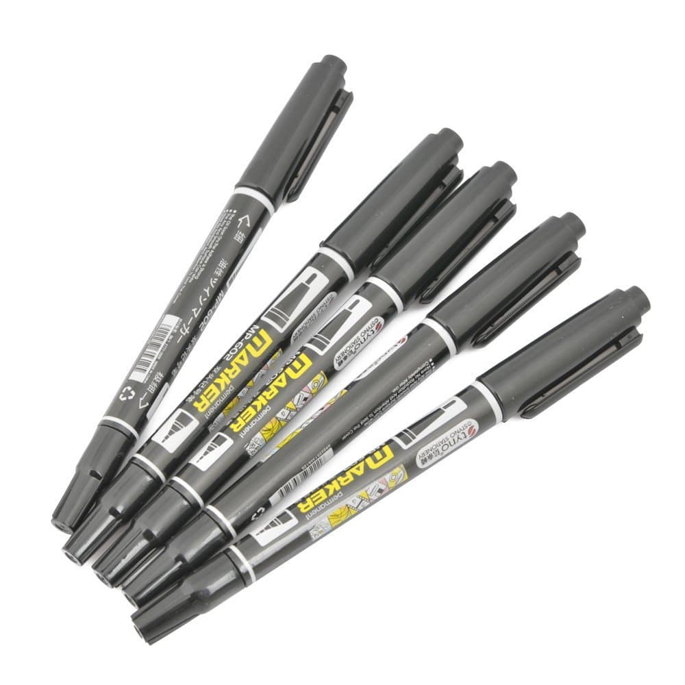 CocoFang CD/DVD Twin Tip Permanent Marker 5 PCS, Fine/Ultra Fine Point (5PCS BLACK)