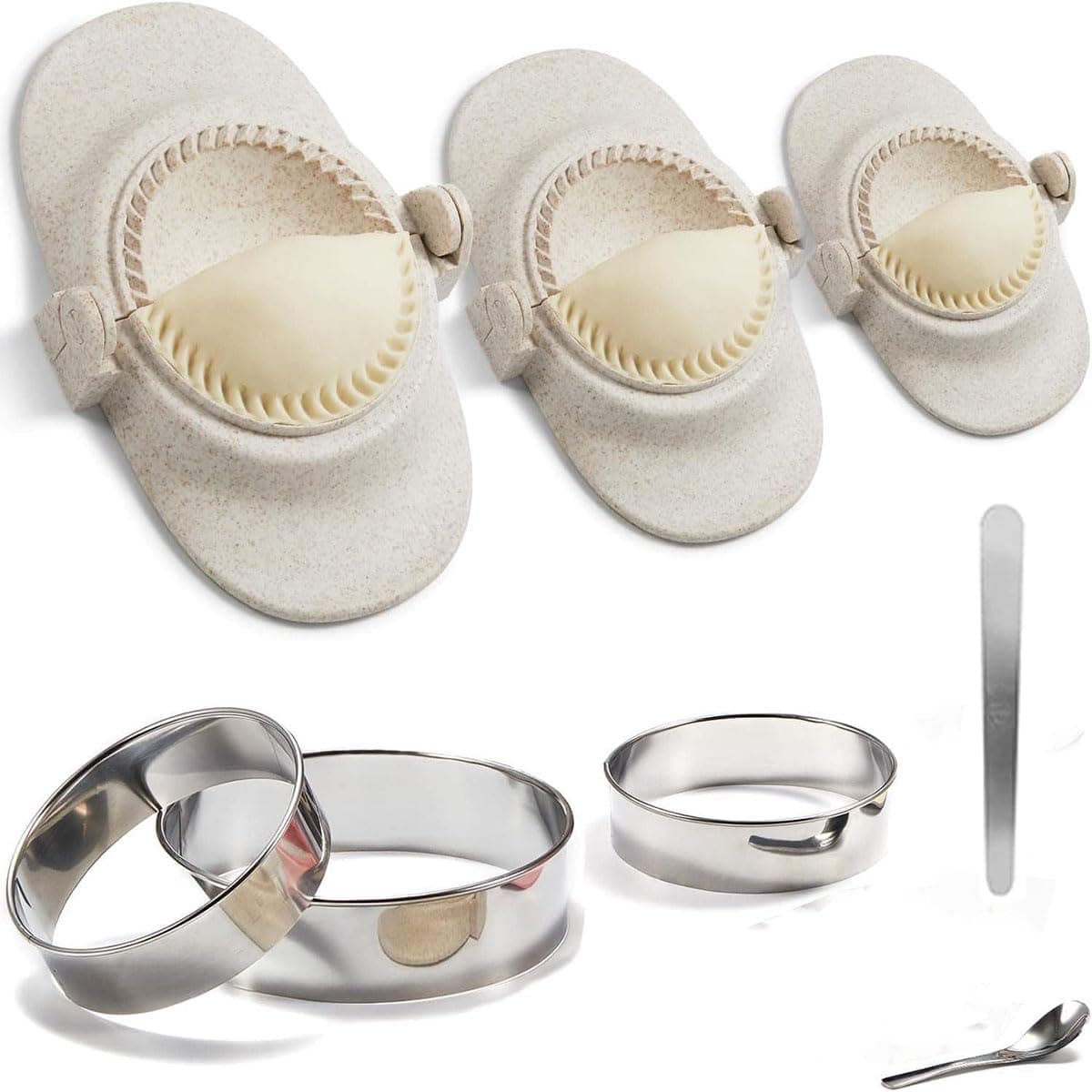 Empanada Maker Press, Multiple Size Dumpling Maker Set with Dough Cutter, Dumpling Mold Set for Pierogi, Pastelitos, Calzone, Turnovers, Chinese Dumpling,3 Sizes (4.2"/3"/2.6")