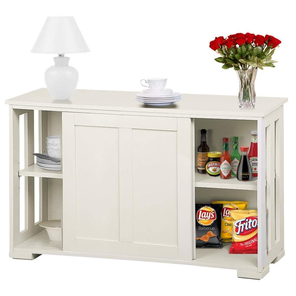 go2buyAntique White Stackable Sideboard Buffet Storage Cabinet with Sliding Door Kitchen Dining Room Furniture