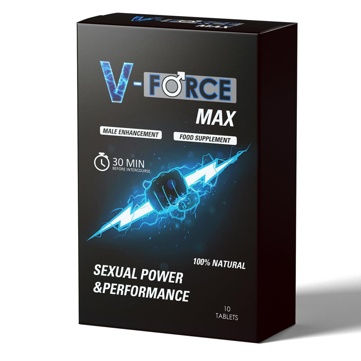 V-Force MAX 10 Pills for Men Extra Strong - Boosted Enhanced Strength & Firmness - Stronger & Harder Performance for Prolonged Results Food Supplement Tablets UK